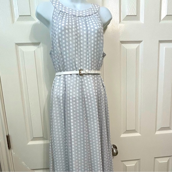 Tommy Hilfiger woman’s a line sleeveless gray and white polkadot dress ￼ - Picture 1 of 9